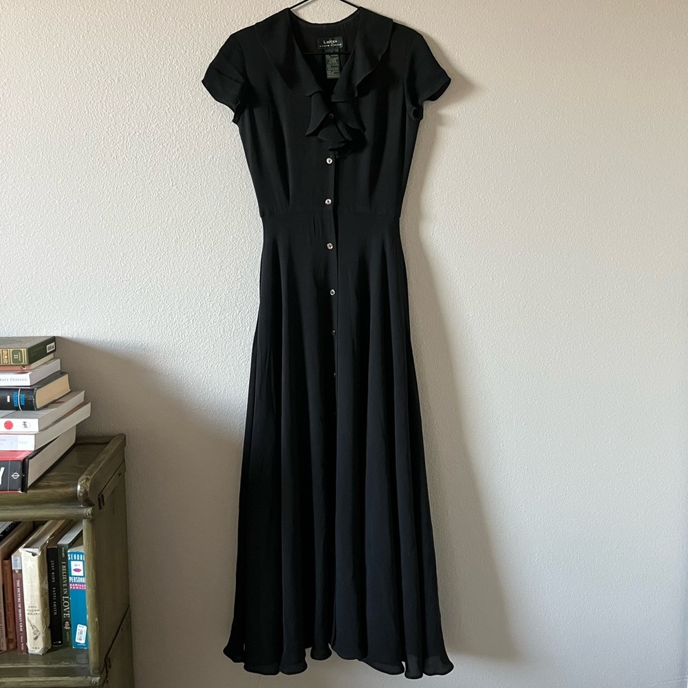 Ralph Lauren 100% Silk Black Dress